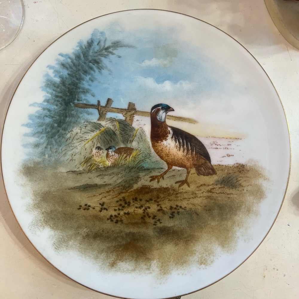 Guther Z Limoges Vintage Decorative Plate with Quail Design